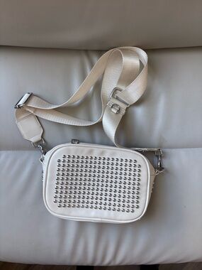 White Studded Crossbody Bag - Unbranded